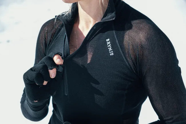 Wool Thermo Light Zip Polo 3/4 Neck Base Layer - Women's