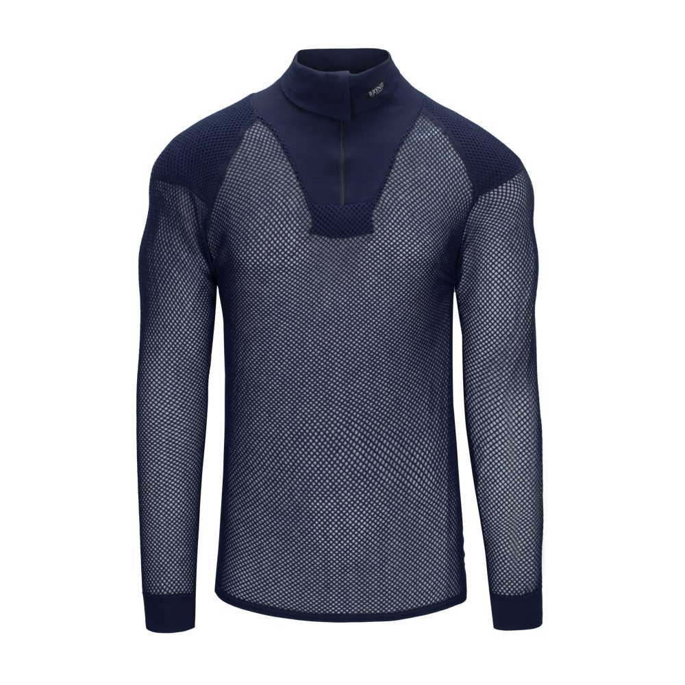 Super Thermo Zip Polo Shirt with Inlay - Navy, M image